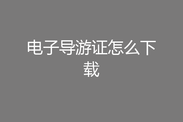 电子导游证怎么下载