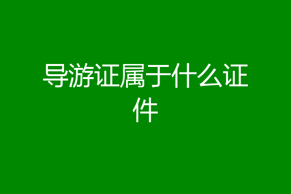 导游证属于什么证件
