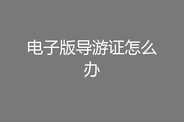 电子版导游证怎么办