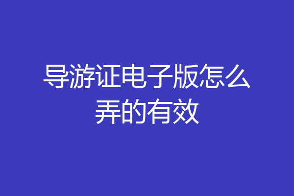 导游证电子版怎么弄的有效