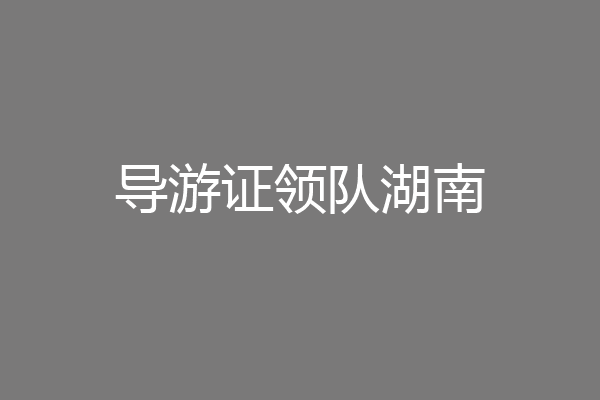 导游证领队湖南