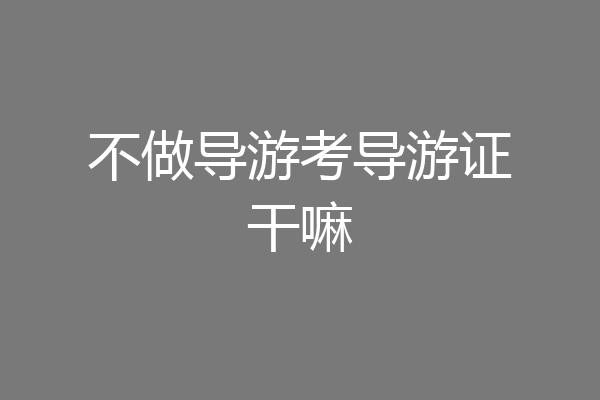 不做导游考导游证干嘛