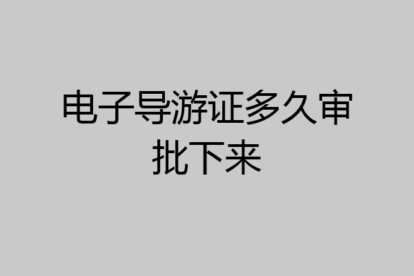 电子导游证多久审批下来
