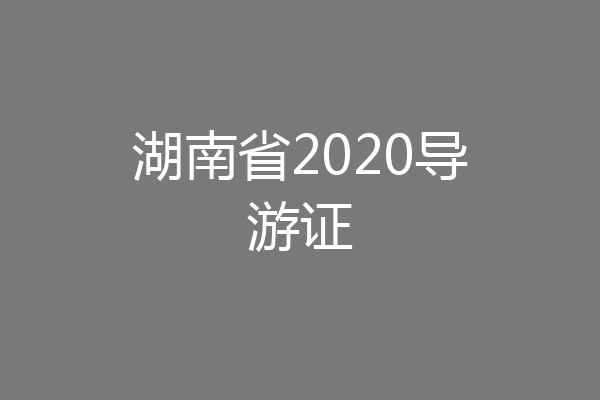 湖南省2020导游证