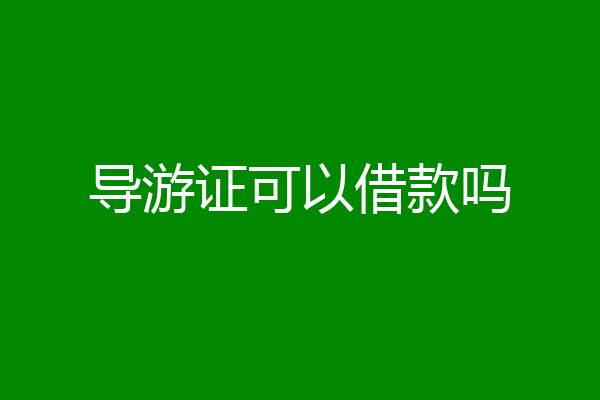 导游证可以借款吗