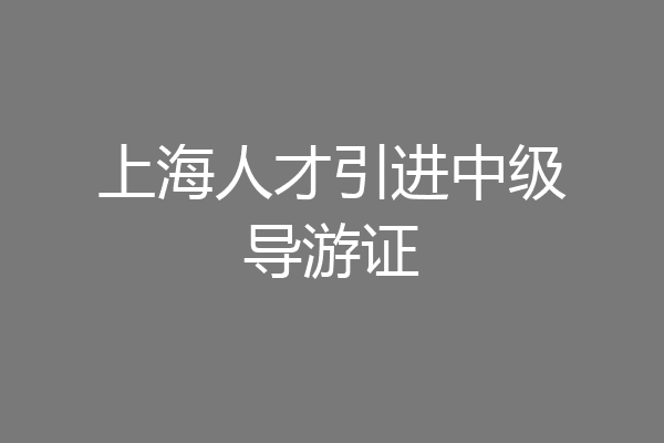上海人才引进中级导游证