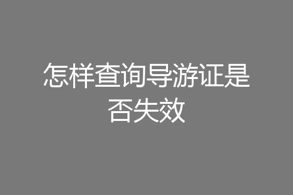 怎样查询导游证是否失效