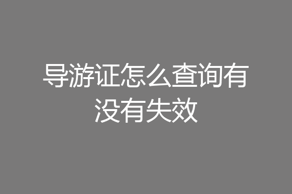 导游证怎么查询有没有失效