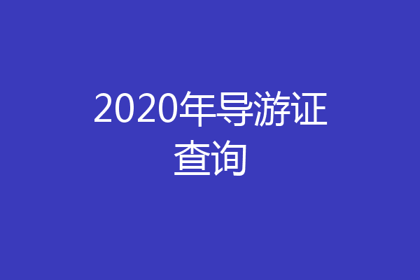 2020年导游证查询