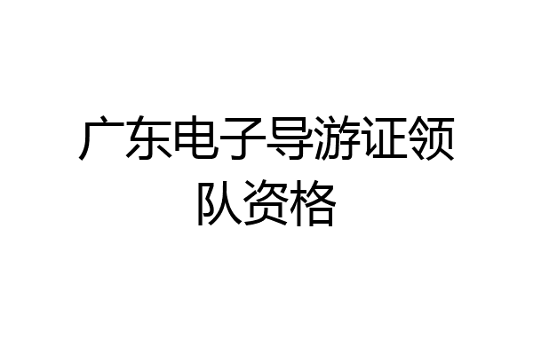 广东电子导游证领队资格