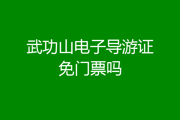 武功山电子导游证免门票吗