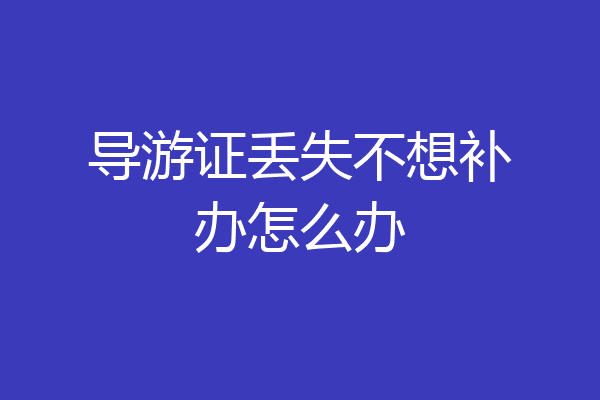 导游证丢失不想补办怎么办