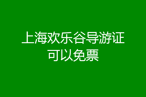 上海欢乐谷导游证可以免票