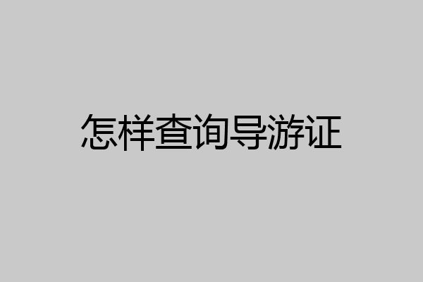 怎样查询导游证