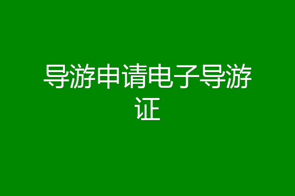 导游申请电子导游证