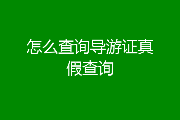 怎么查询导游证真假查询