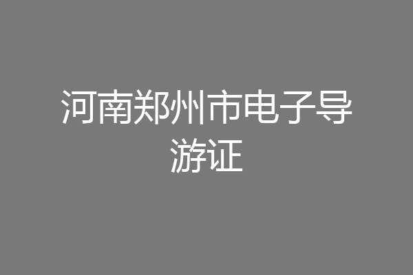 河南郑州市电子导游证