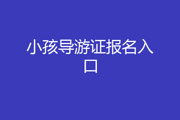 小孩导游证报名入口