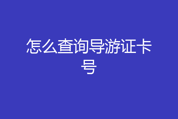 怎么查询导游证卡号