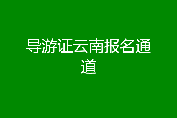 导游证云南报名通道