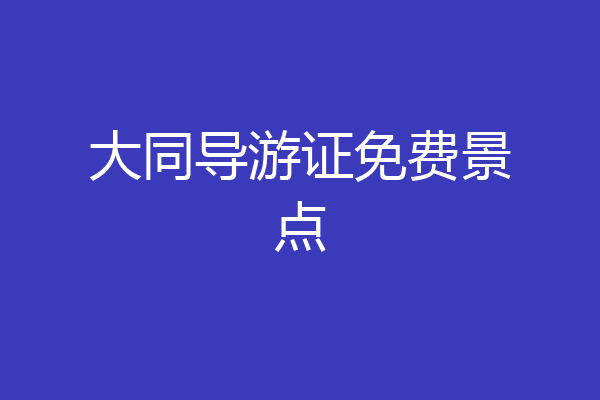大同导游证免费景点