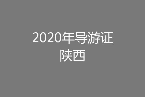 2020年导游证陕西