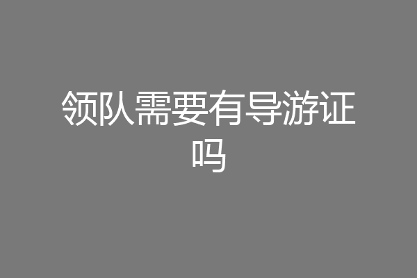 领队需要有导游证吗