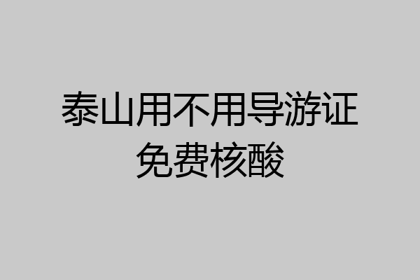 泰山用不用导游证免费核酸