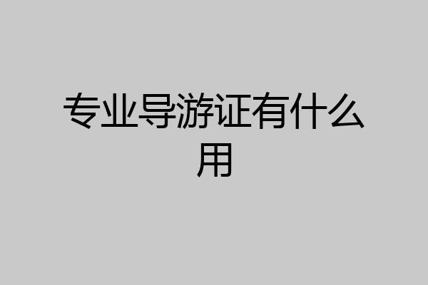 专业导游证有什么用