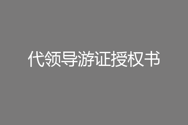 代领导游证授权书