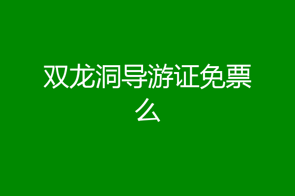 双龙洞导游证免票么