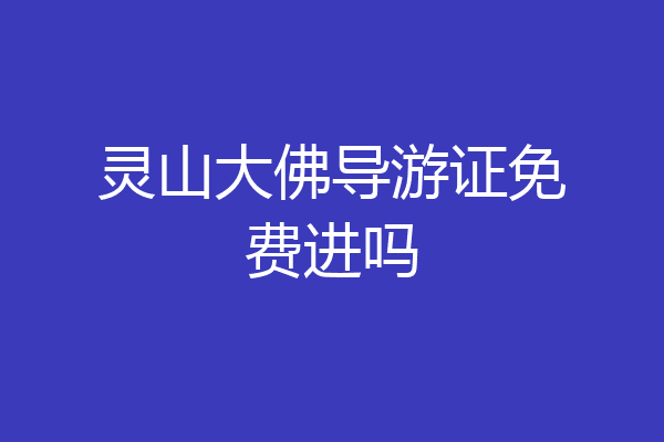 灵山大佛导游证免费进吗