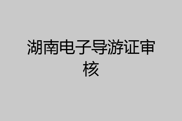 湖南电子导游证审核