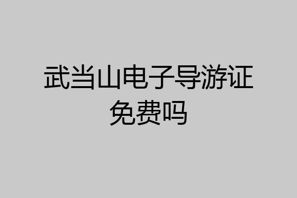 武当山电子导游证免费吗
