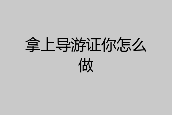 拿上导游证你怎么做