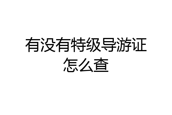 有没有特级导游证怎么查