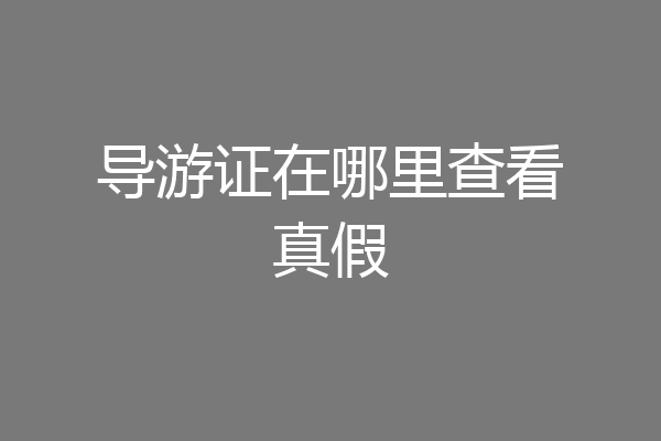 导游证在哪里查看真假