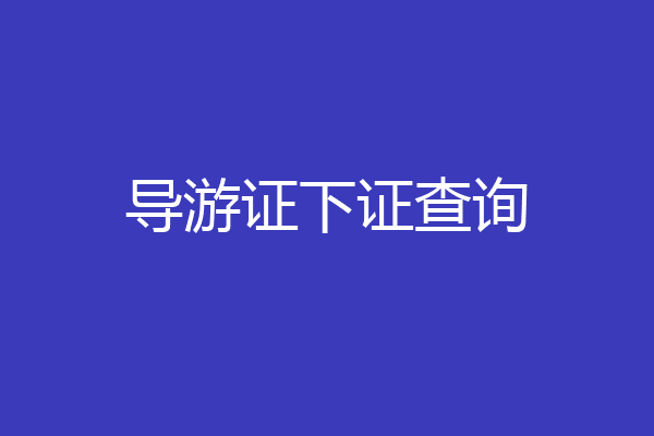 导游证下证查询
