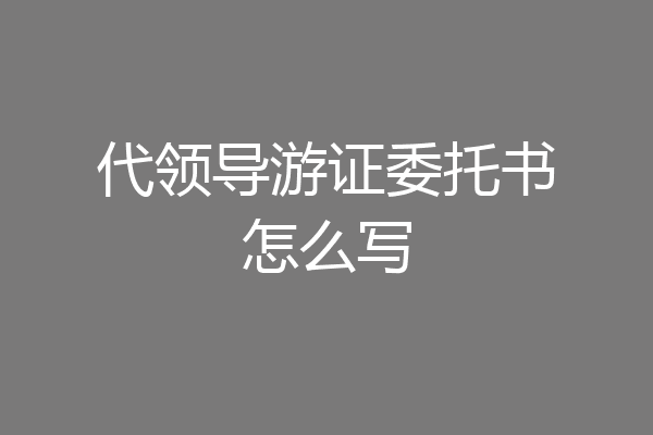 代领导游证委托书怎么写