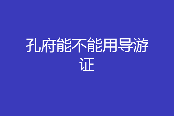 孔府能不能用导游证