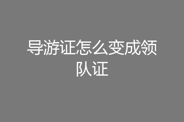 导游证怎么变成领队证