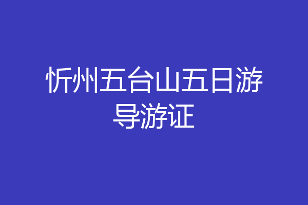 忻州五台山五日游导游证