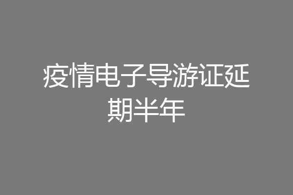 疫情电子导游证延期半年