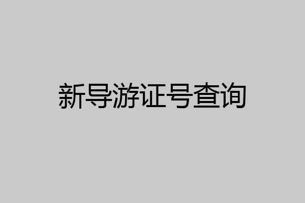 新导游证号查询