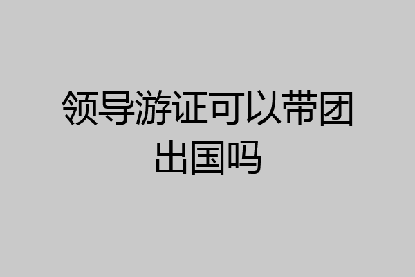领导游证可以带团出国吗