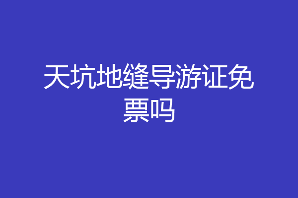 天坑地缝导游证免票吗