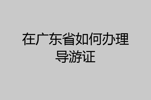 在广东省如何办理导游证