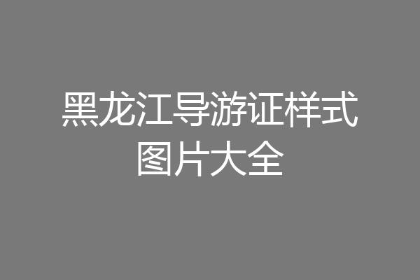 黑龙江导游证样式图片大全