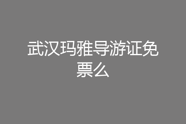 武汉玛雅导游证免票么