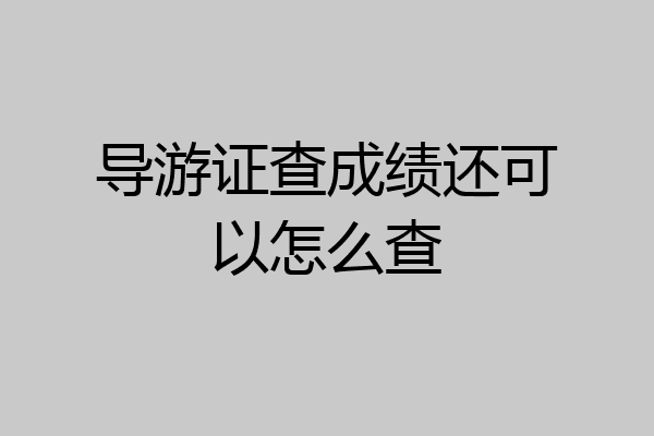 导游证查成绩还可以怎么查